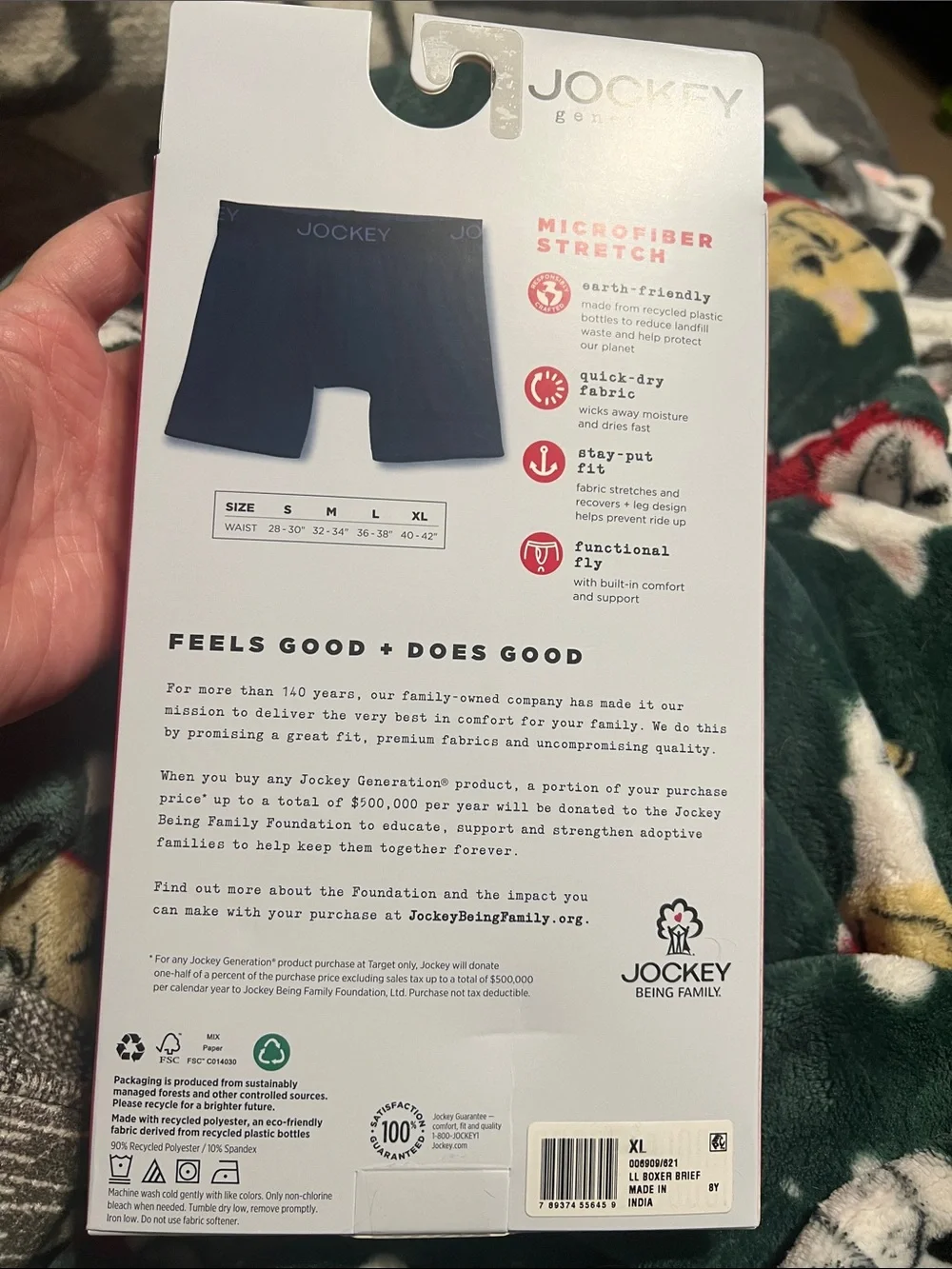 NWT JOCKEY 3pk active microfiber long-leg boxer briefs
